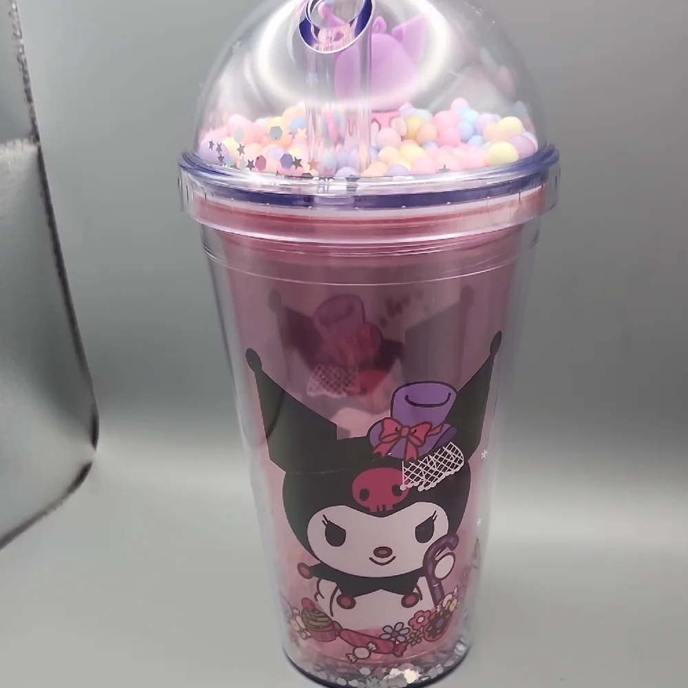 Cute Character Tumbler with Straw - Pink